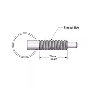 Pull Ring Plunger Pin - Line Drawing