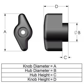 Hex Series_TH1 Snap-Lock Knob Line Drawing