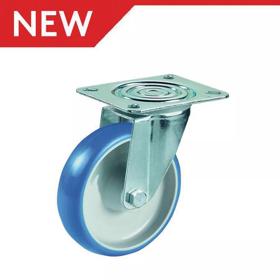 Castor - Blue Natural Rubber Tyre-Plastic Centre-Wheel Only