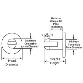 Snap-Together Rivets - Ratchet - Line Drawing