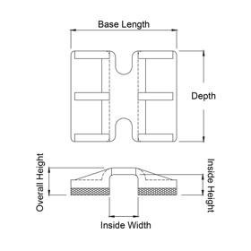 Flat Cable Clamp - Adhesive Mount, Snap Over - Line Drawing