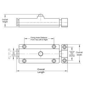 Door Bolt Latch - Line Drawing