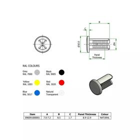 Ratchet Rivets - Nylon - Line Drawing