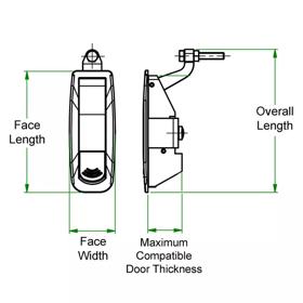 Offset Compression Lever Latches - Line Drawing