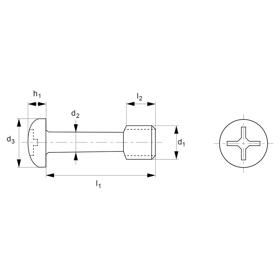 Captive Screws - Pan Head - Line Drawing