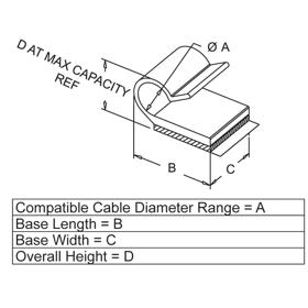 P110720_Cable_Clamps_-_Adhesive_Mount_Mini_J_Style - Line Drawing