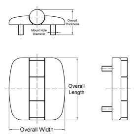 Leaf Hinges - Through Hole Mount with Cover Plate - Line Drawing