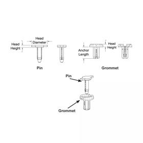 Push-In Rivets - Removable - Line Drawing