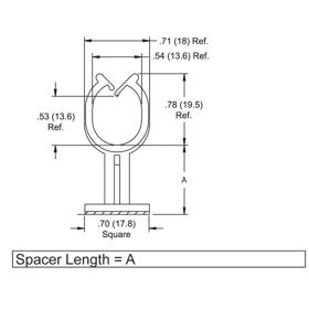 P110785 Cable Clamps - Adhesive Mount Standoff Harness Clip - Line Drawing