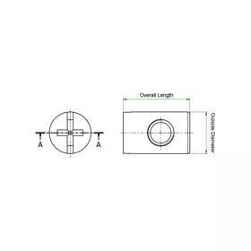 Cross Dowel Barrel Nuts - Line Drawing