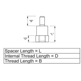 P160143_Male_To_Female_Standoff-Hexagonal_Bottom_Insulator_Nylon_Brass - Line Drawing