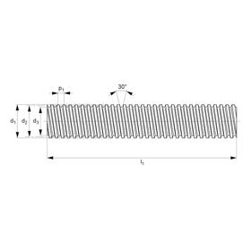 Steel Lead Screws - Right Hand Thread - Line Drawing