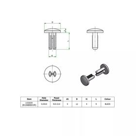 Ratchet Rivets - Nylon - Line Drawing