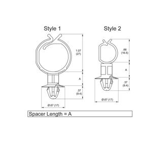 P110770 Cable Clamps - Plug In Standoff Flat Side - Line Drawing