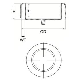 Recessed Pipe Caps - Line Drawing