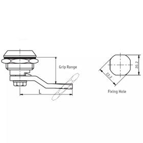 Threaded Plastics Quarter Turn Latches - Line Drawing