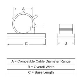 P110865 Cable - Clamps - Adhesive - Screw - Mount - Locking - Line Drawing