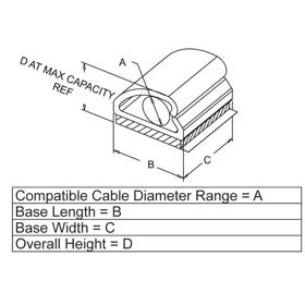 P110685_Cable_Clamps_-_Adhesive_Mount_D_Style - Line Drawing