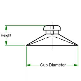 Single Sided Suction Cups - Line Drawing