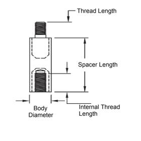 P160145_Male_To_Female_Standoff-Round_Insulator_Nylon_Brass - Line Drawing