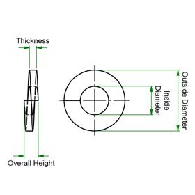 Steel Single Wave Washer - Spring Washer - Line Drawing