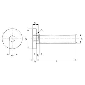 Cap Screws - Extra Low Head - Line Drawing