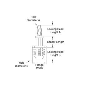 Standard Snap Lock Supports - Fir Tree Mount Snap Fit - Line Drawing