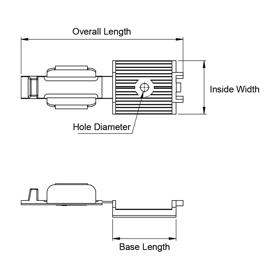 Flat Cable Clamp - Screw and Adhesive Mount with Tension - Line Drawing