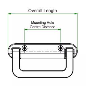 Pull Handles - MetalFlange Mount - Line Drawing
