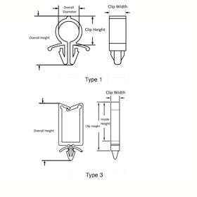 P110114 Wire Saddle - Locking Snap In Arrowhead Mount - Line Drawing