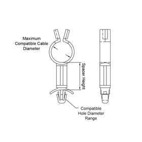 Standoff Cable Clips - Line Drawing