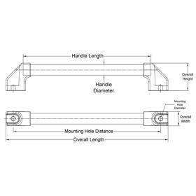 Pull Handles - Through Hole One-Sided - Line Drawing