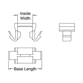 Flat Cable Clamp - Snap In Top Lock Mini - Line Drawing