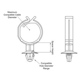 Standoff Cable Clips - Line Drawing