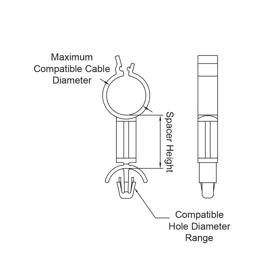 Standoff Cable Clips - Line Drawing