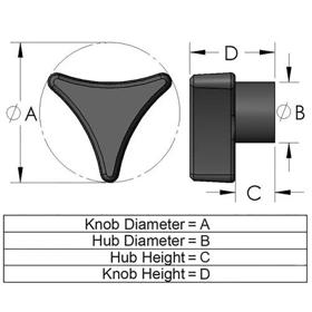 3P Series_3-Prong Knob Line Drawing