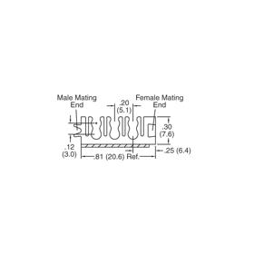 P110473_Fibre_Clips-3_Slot_6_Cables_3mm_Adhesive_Mount - Line Drawing