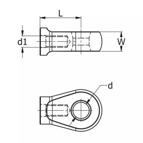 Gas Spring End Fittings - Line Drawing