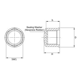 Threaded Sealing Caps - Metric Threads - Line Drawing